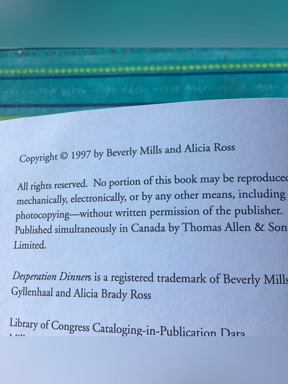 Desperation Dinners! A Vintage Cookbook by Beverly Mills & Alicia Ross